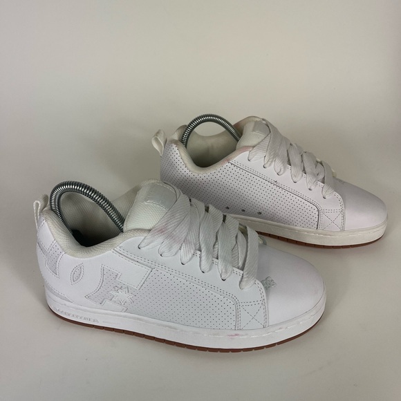 DC White Mens Court Graffik Size 7.5 Skate Shoes - Picture 4 of 11